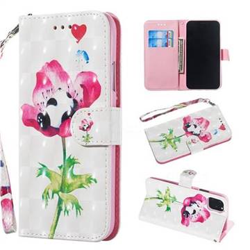 Flower Panda 3D Painted Leather Wallet Phone Case for iPhone 11 (6.1 inch)