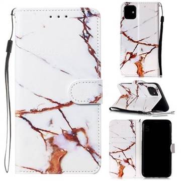 Platinum Marble Smooth Leather Phone Wallet Case for iPhone 11 (6.1 inch)