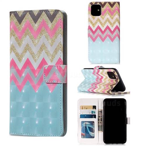 Color Wave 3D Painted Leather Phone Wallet Case for iPhone 11 (6.1 inch)