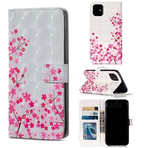 Cherry Blossom 3D Painted Leather Phone Wallet Case for iPhone 11 (6.1 inch)
