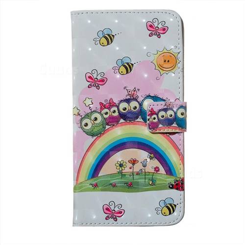 Rainbow Owl Family 3D Painted Leather Phone Wallet Case for iPhone 11 ...