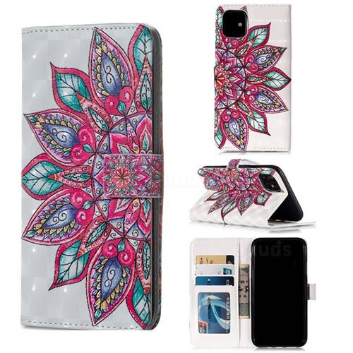 Mandara Flower 3D Painted Leather Phone Wallet Case for iPhone 11 (6.1 inch)