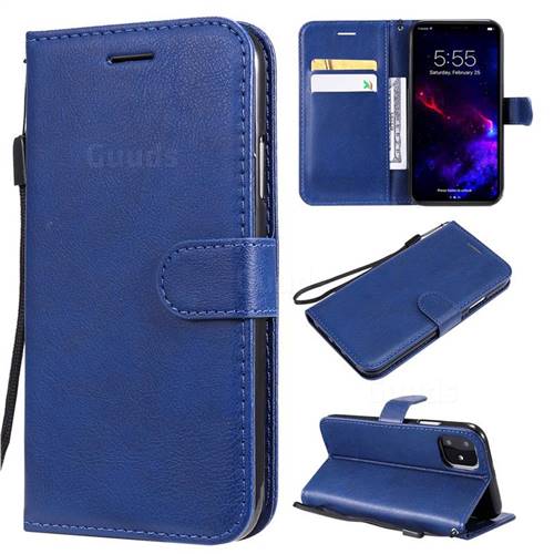 Retro Greek Classic Smooth PU Leather Wallet Phone Case for iPhone 11 (6.1 inch) - Blue