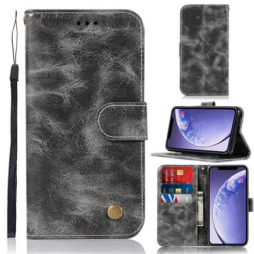 Luxury Retro Leather Wallet Case for iPhone 11 (6.1 inch) - Gray
