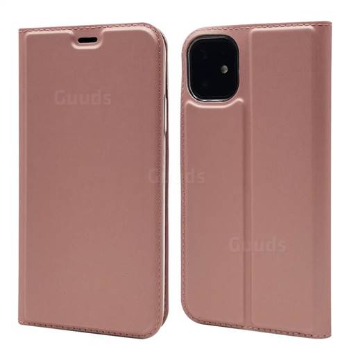 Ultra Slim Card Magnetic Automatic Suction Leather Wallet Case for iPhone 11 (6.1 inch) - Rose Gold