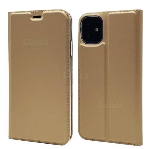 Ultra Slim Card Magnetic Automatic Suction Leather Wallet Case for iPhone 11 (6.1 inch) - Champagne