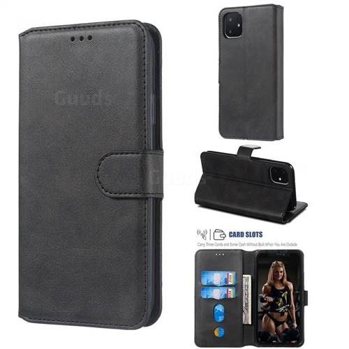 Retro Calf Matte Leather Wallet Phone Case for iPhone 11 (6.1 inch) - Black