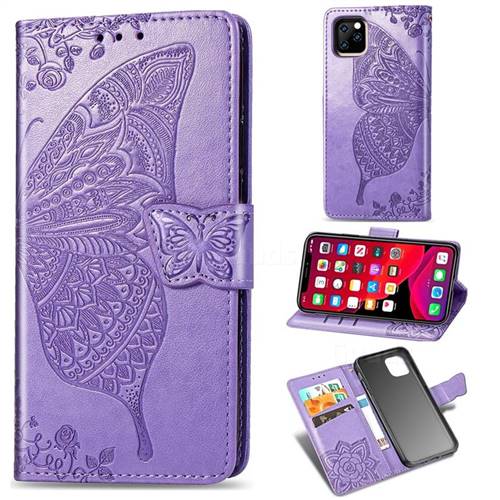 Embossing Mandala Flower Butterfly Leather Wallet Case For Iphone 11 6 1 Inch Light Purple Iphone 11 6 1 Inch Cases Guuds