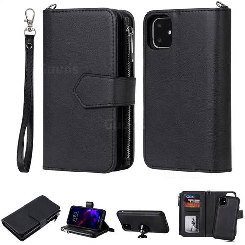 Retro Luxury Multifunction Zipper Leather Phone Wallet for iPhone 11 (6.1 inch) - Black