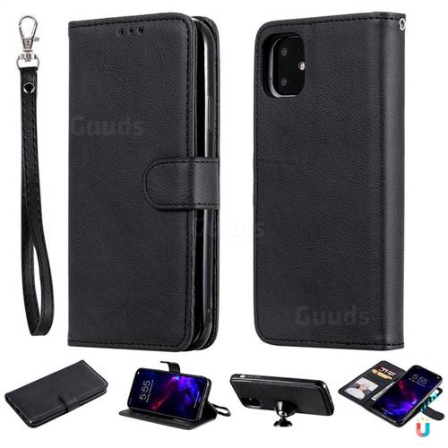 Retro Greek Detachable Magnetic PU Leather Wallet Phone Case for iPhone 11 (6.1 inch) - Black