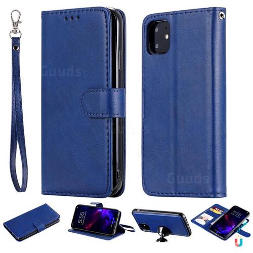 Retro Greek Detachable Magnetic PU Leather Wallet Phone Case for iPhone 11 (6.1 inch) - Blue