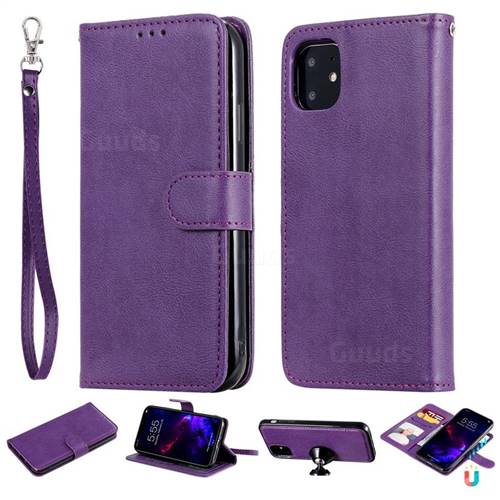 Retro Greek Detachable Magnetic PU Leather Wallet Phone Case for iPhone 11 (6.1 inch) - Purple