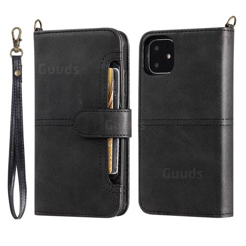 Retro Multi-functional Detachable Leather Wallet Phone Case for iPhone 11 (6.1 inch) - Black
