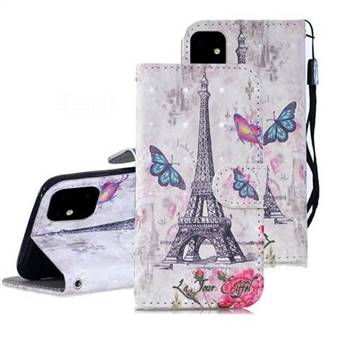 Paris Tower 3D Painted Leather Wallet Phone Case for iPhone 11 (6.1 inch)