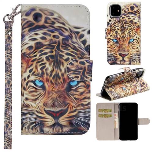 Leopard 3D Painted Leather Phone Wallet Case Cover for iPhone 11 (6.1 inch)