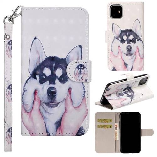 Husky Dog 3D Painted Leather Phone Wallet Case Cover for iPhone 11 (6.1 inch)