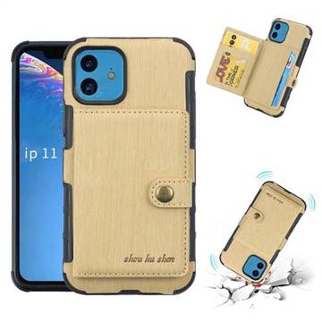 Brush Multi-function Leather Phone Case for iPhone 11 (6.1 inch) - Golden