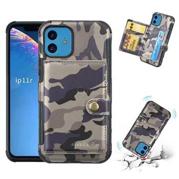 Camouflage Multi-function Leather Phone Case for iPhone 11 (6.1 inch) - Gray