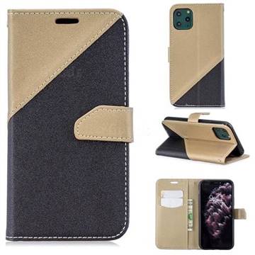 Dual Color Gold-Sand Leather Wallet Case for iPhone 11 (6.1 inch) (Black / Champagne )