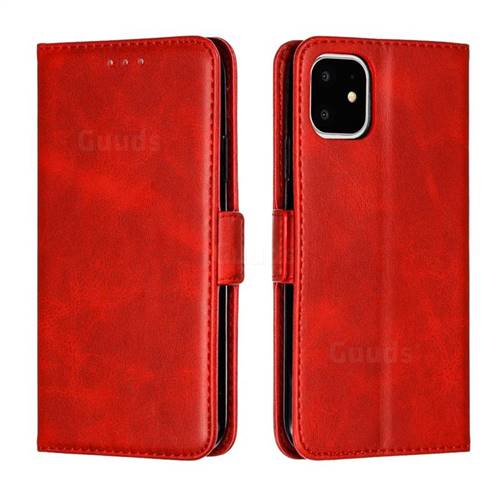 Retro Classic Calf Pattern Leather Wallet Phone Case for iPhone 11 (6.1 inch) - Red