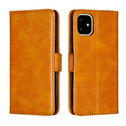 Retro Classic Calf Pattern Leather Wallet Phone Case for iPhone 11 (6.1 inch) - Yellow