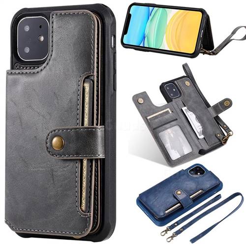Retro Aristocratic Demeanor Anti-fall Leather Phone Back Cover for iPhone 11 (6.1 inch) - Gray