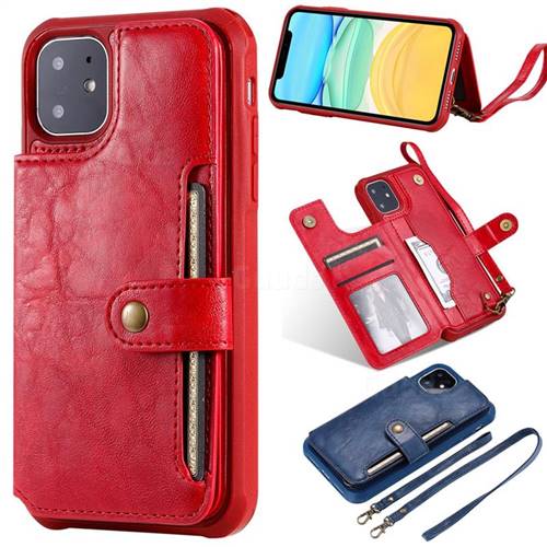 Retro Aristocratic Demeanor Anti-fall Leather Phone Back Cover for iPhone 11 (6.1 inch) - Red