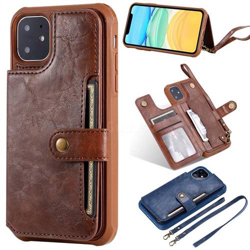 Retro Aristocratic Demeanor Anti-fall Leather Phone Back Cover for iPhone 11 (6.1 inch) - Coffee