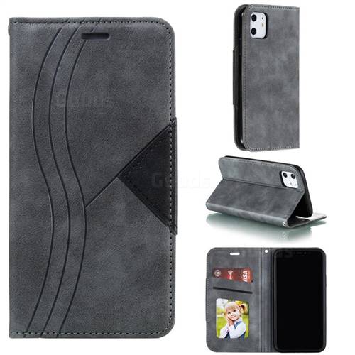 Retro S Streak Magnetic Leather Wallet Phone Case for iPhone 11 (6.1 inch) - Gray