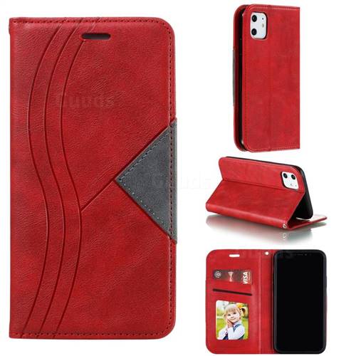 Retro S Streak Magnetic Leather Wallet Phone Case for iPhone 11 (6.1 inch) - Red