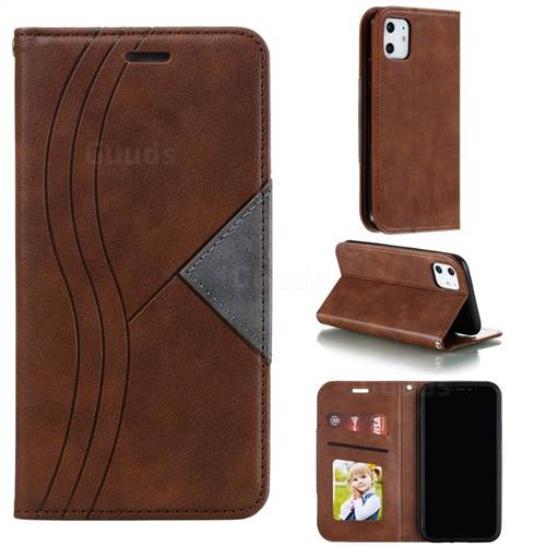 Retro S Streak Magnetic Leather Wallet Phone Case for iPhone 11 (6.1 inch) - Brown