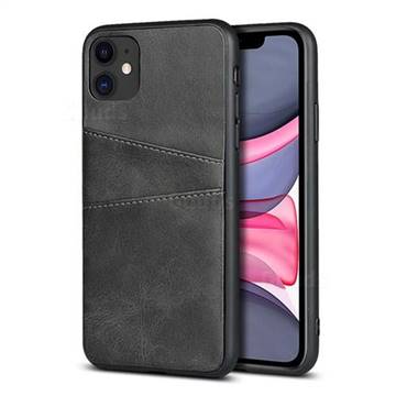 Simple Calf Card Slots Mobile Phone Back Cover for iPhone 11 (6.1 inch) - Black