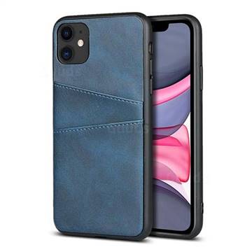 Simple Calf Card Slots Mobile Phone Back Cover for iPhone 11 (6.1 inch) - Blue
