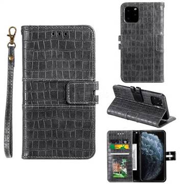 Luxury Crocodile Magnetic Leather Wallet Phone Case for iPhone 11 (6.1 inch) - Gray