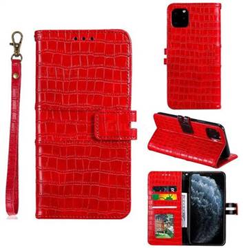 Luxury Crocodile Magnetic Leather Wallet Phone Case for iPhone 11 (6.1 inch) - Red