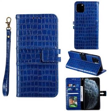 Luxury Crocodile Magnetic Leather Wallet Phone Case for iPhone 11 (6.1 inch) - Blue