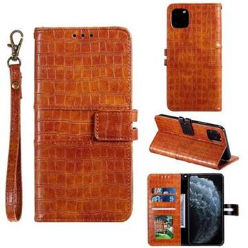 Luxury Crocodile Magnetic Leather Wallet Phone Case for iPhone 11 (6.1 inch) - Brown