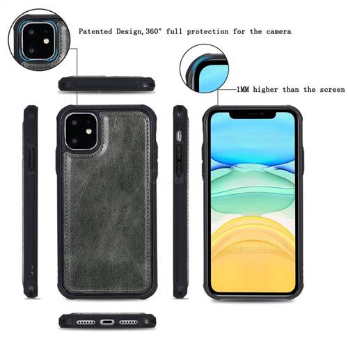 Retro Multifunction Zipper Separable Leather Phone Case Cover for iPhone 11 (6.1 inch