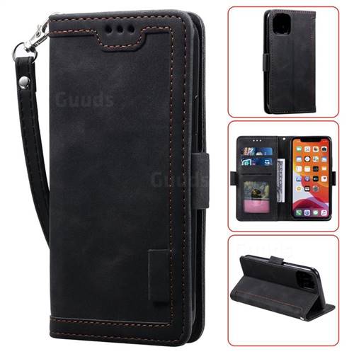 Luxury Retro Stitching Leather Wallet Phone Case for iPhone 11 (6.1 inch) - Black