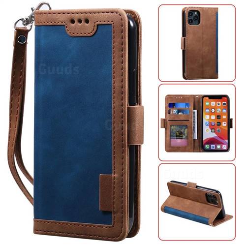 Luxury Retro Stitching Leather Wallet Phone Case for iPhone 11 (6.1 inch) - Dark Blue