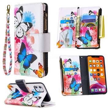 Vivid Flying Butterflies Binfen Color BF03 Retro Zipper Leather Wallet Phone Case for iPhone 11 (6.1 inch)