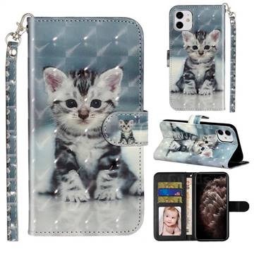 Kitten Cat 3D Leather Phone Holster Wallet Case for iPhone 11 (6.1 inch)