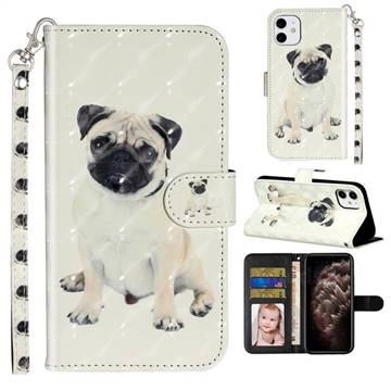 Pug Dog 3D Leather Phone Holster Wallet Case for iPhone 11 (6.1 inch)