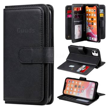 Multi-function Ten Card Slots and Photo Frame PU Leather Wallet Phone Case Cover for iPhone 11 (6.1 inch) - Black