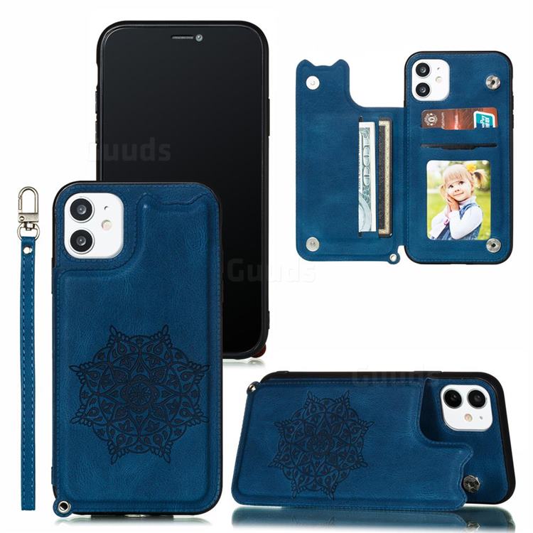Luxury Mandala Multi-function Magnetic Card Slots Stand Leather Back Cover for iPhone 11 (6.1 inch) - Blue