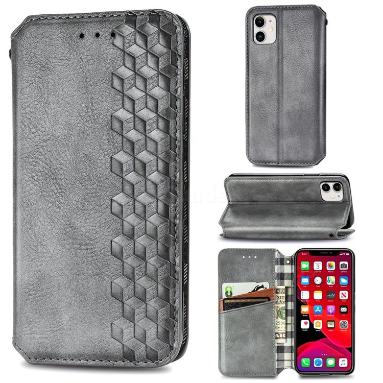 Ultra Slim Fashion Business Card Magnetic Automatic Suction Leather Flip Cover for iPhone 11 (6.1 inch) - Grey
