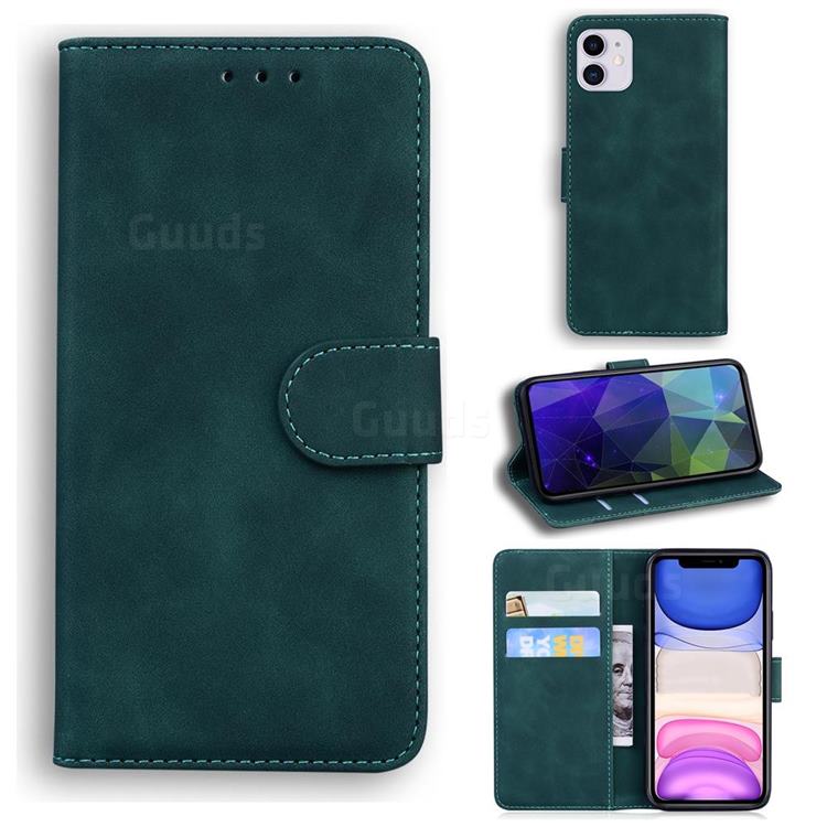 Retro Classic Skin Feel Leather Wallet Phone Case for iPhone 11 (6.1 inch) - Green