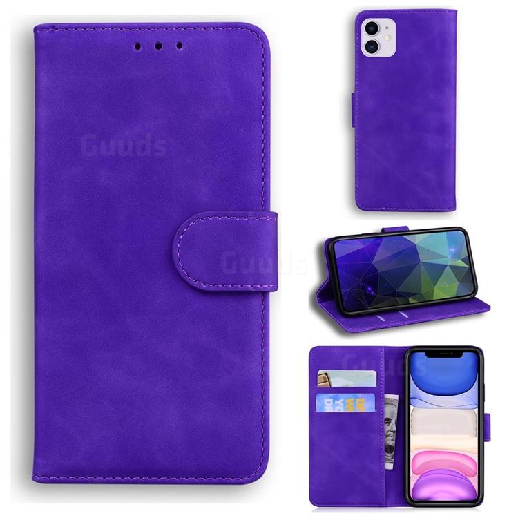 Retro Classic Skin Feel Leather Wallet Phone Case for iPhone 11 (6.1 inch) - Purple