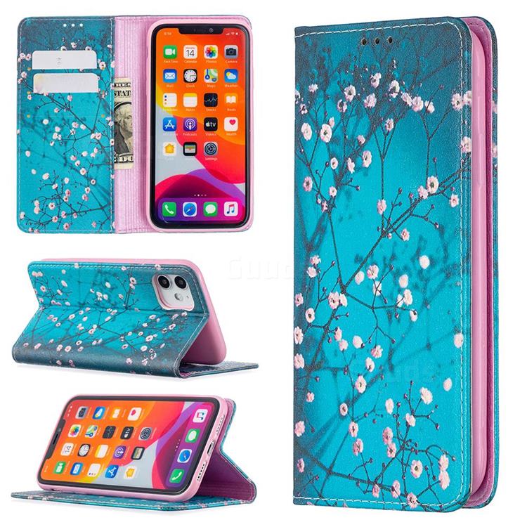 Plum Blossom Slim Magnetic Attraction Wallet Flip Cover for iPhone 11 (6.1 inch)