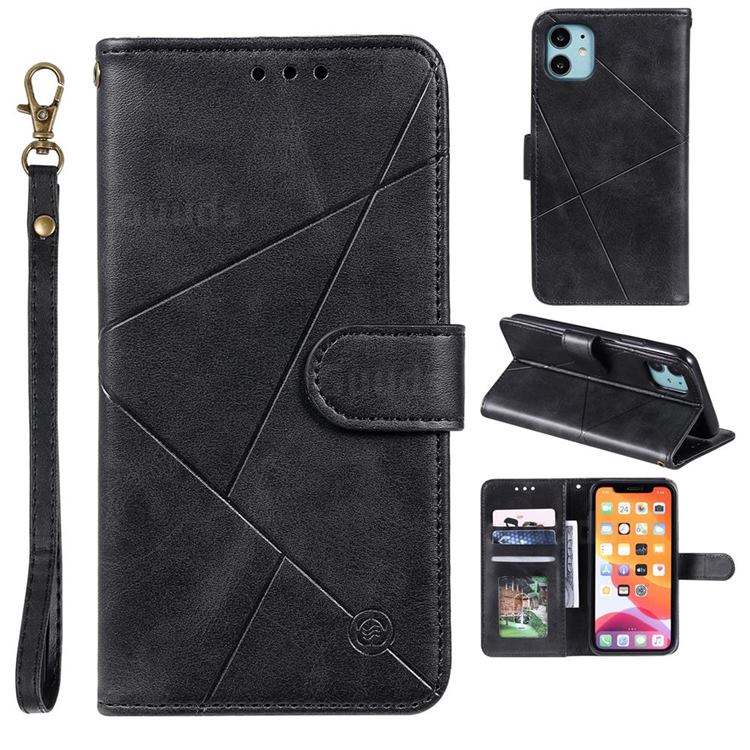Embossing Geometric Leather Wallet Case for iPhone 11 (6.1 inch) - Black